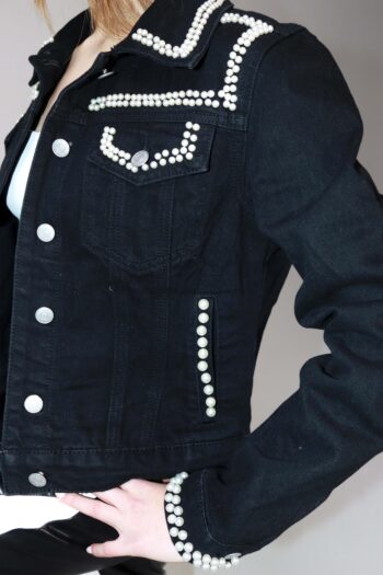 Pearl-Detail Black Jacket