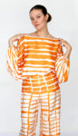 One-shoulder top and striped pants set