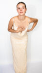 Beige dress with silver straps and chain