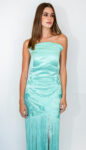 Strapples turquoise floral texture dress