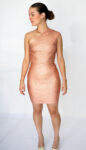 Extured one-sleeve rose gold mini dress