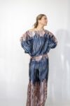 Satin set with blue and pink stripes
