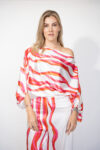 White satin set with pink and orange stripes