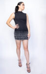 Black short dress with beige bead details
