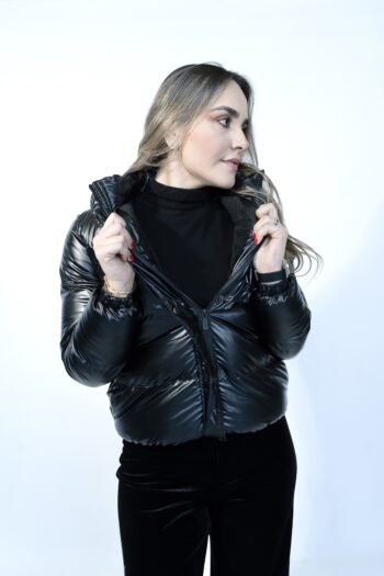 Glossy Black Puffer Jacket