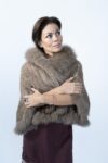 Beige Mink Cape with Fox Collar