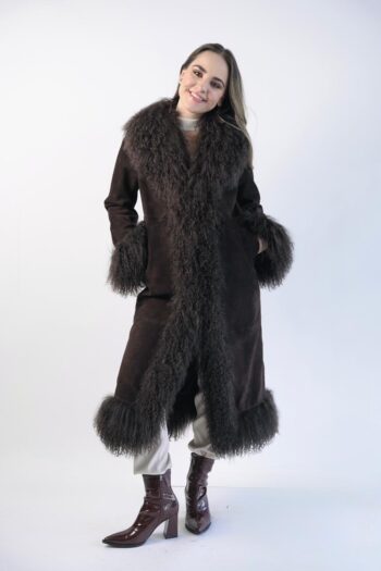Chocolate Suede Shearling Trench