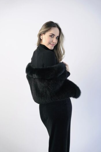Black Mink Cape with Fox Collar