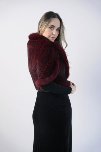Burgundy Mink Cape with Fox Collar
