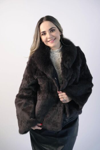 Chocolate Rabbit Coat with Removable Fox Collar