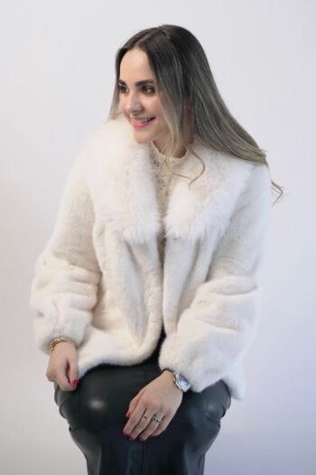 White Rabbit Coat with Removable Fox Collar