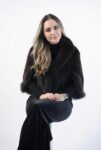 Brown Mink Cape with Fox Collar